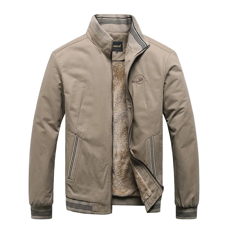 Men's Cotton Solid Vintage Warm Jacket