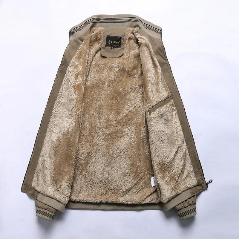 Men's Cotton Solid Vintage Warm Jacket