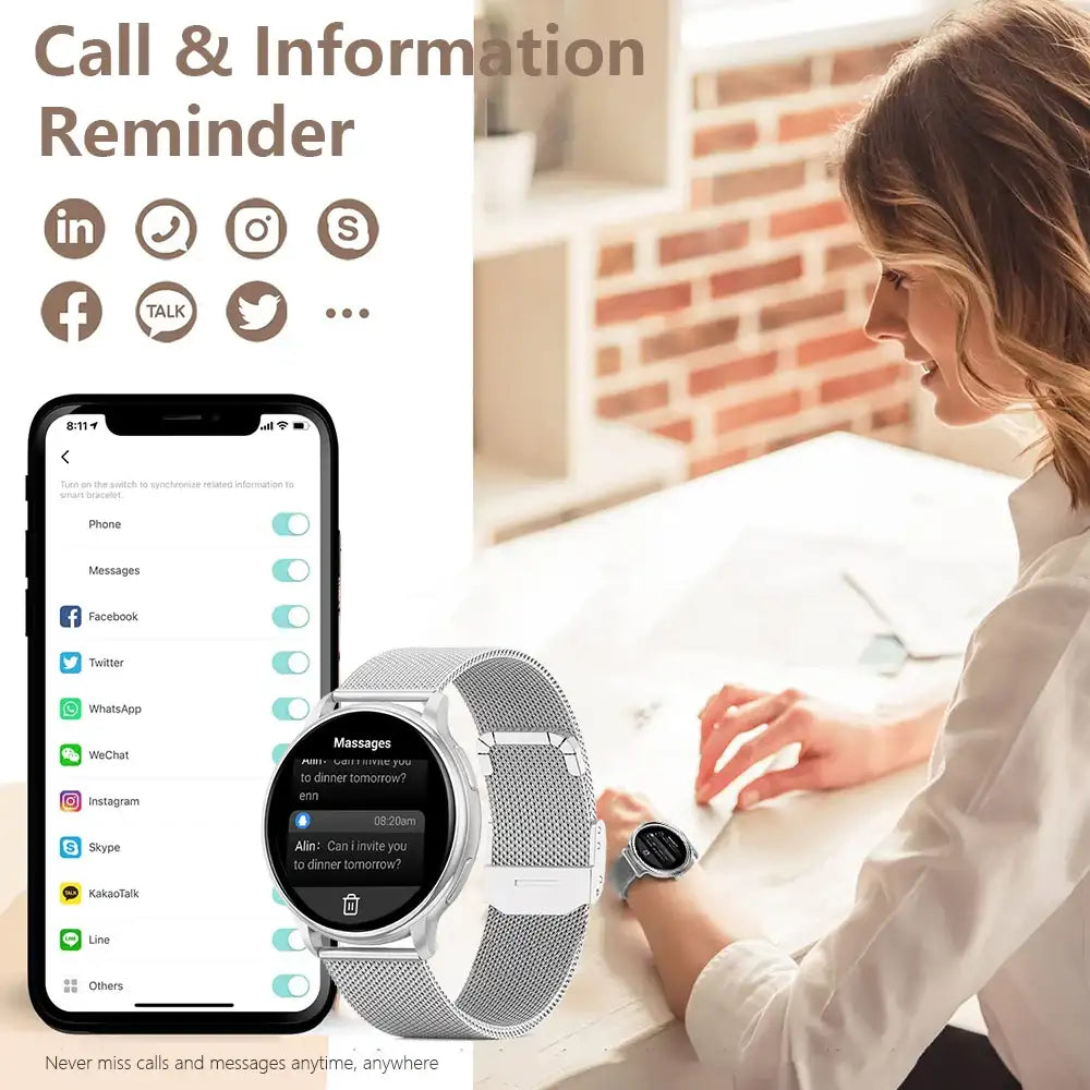 Bluetooth Call Fitness Tracker Heart Rate Sport Smartwatch