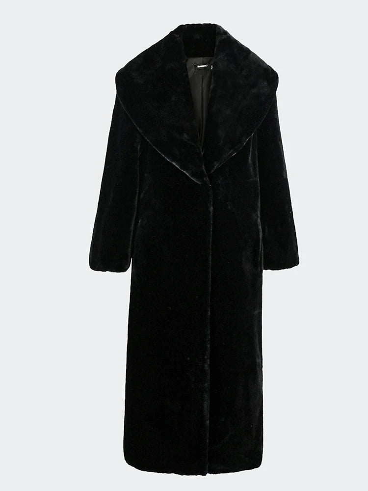 Women's Luxury Elegant Long Faux Sheared Mink Fur Coat