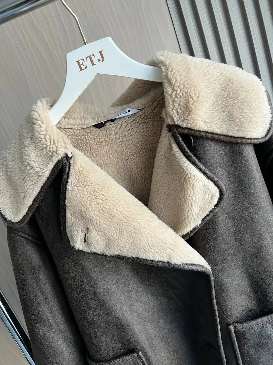 Women's Double Sided Collar Oversized Long Sleeve Jacket