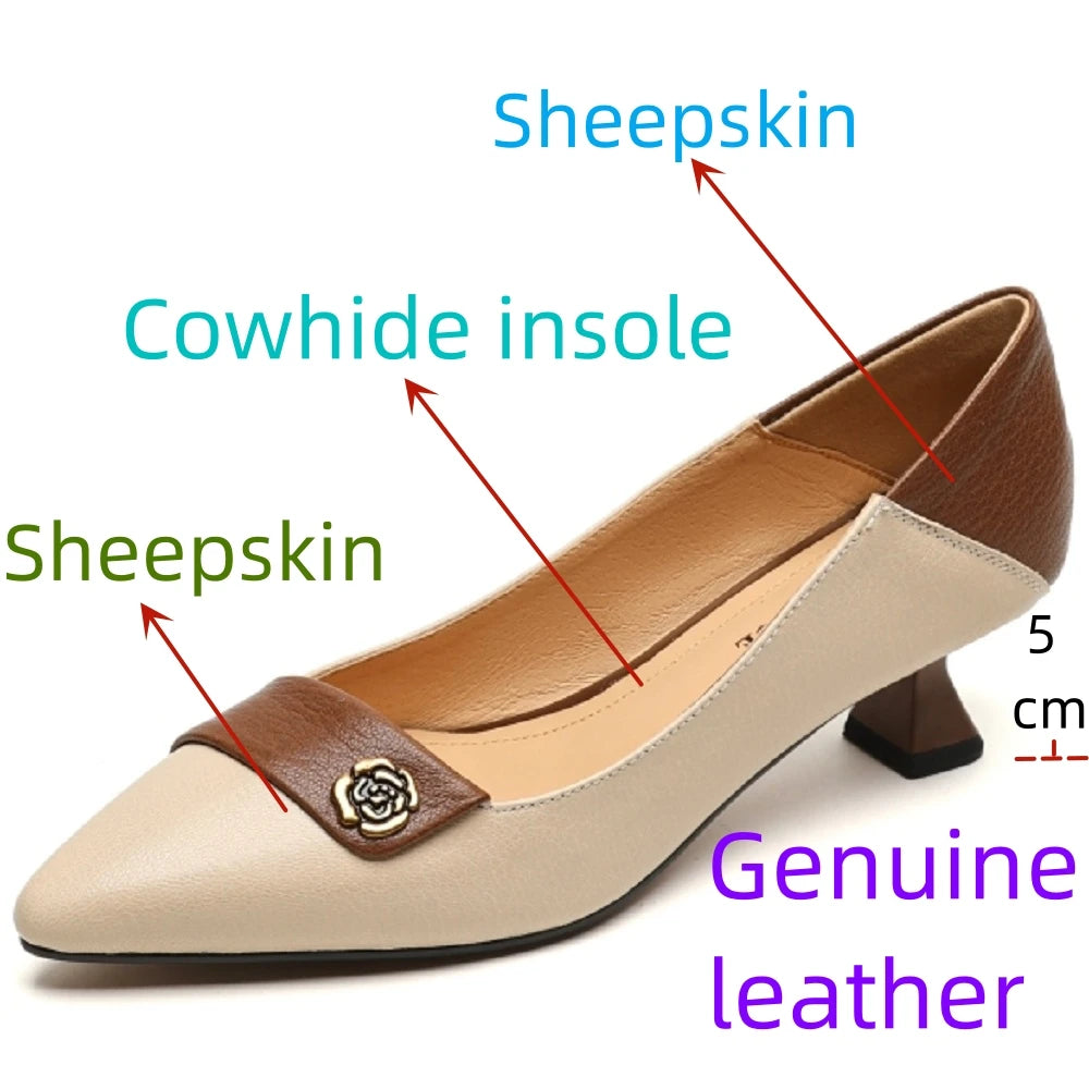 Women's High Quality Leather High Heels Pumps Shoes