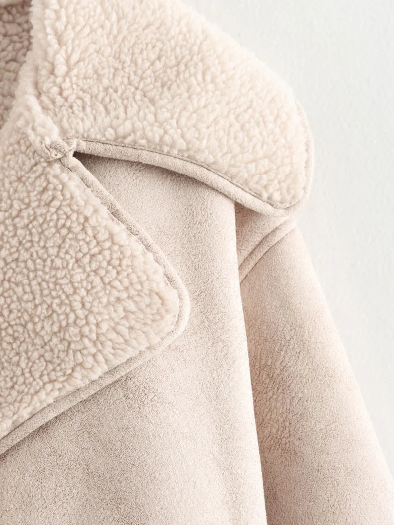 Women's Double Sided Collar Oversized Long Sleeve Jacket