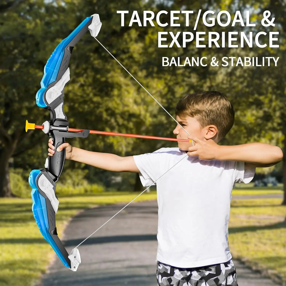 Kids LED Light Up Archery Bow 10 Suction Cup Arrows Set Toy