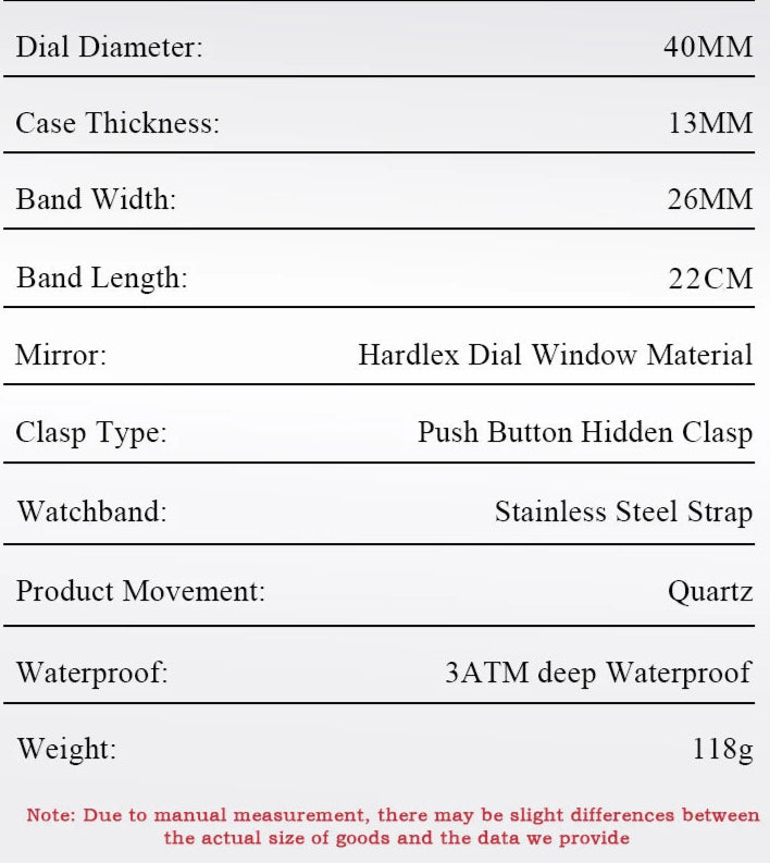 Men's Waterproof Luminous Chronograph Quartz Stainless Steel Watch