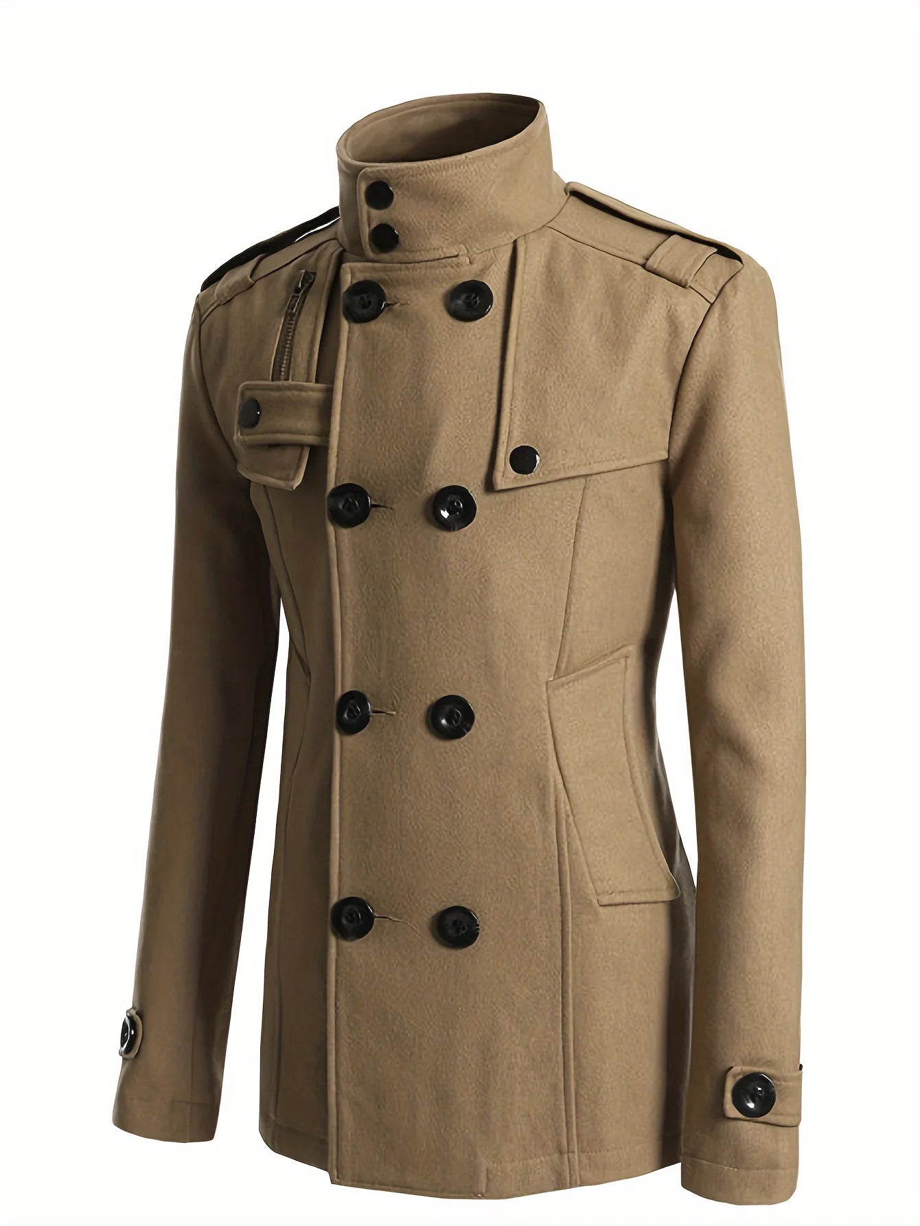 Men's Mid Length Woolen Coat