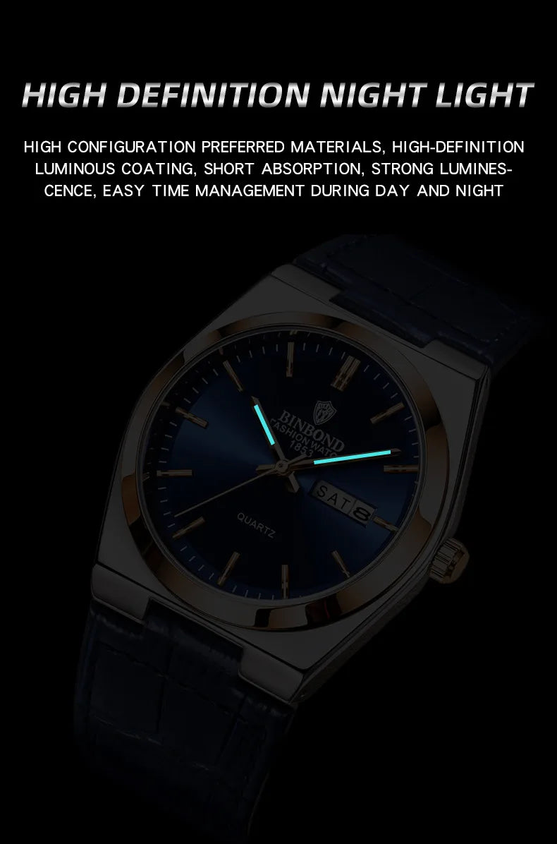 Men's Light Ultra Thin Waterproof Leather Quartz Watch