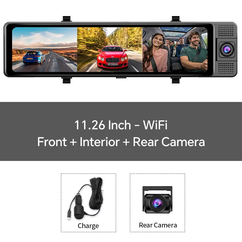 4K Car DVR Front Inside Rear 1080P GPS Tracking Night Vision Video Dashcam