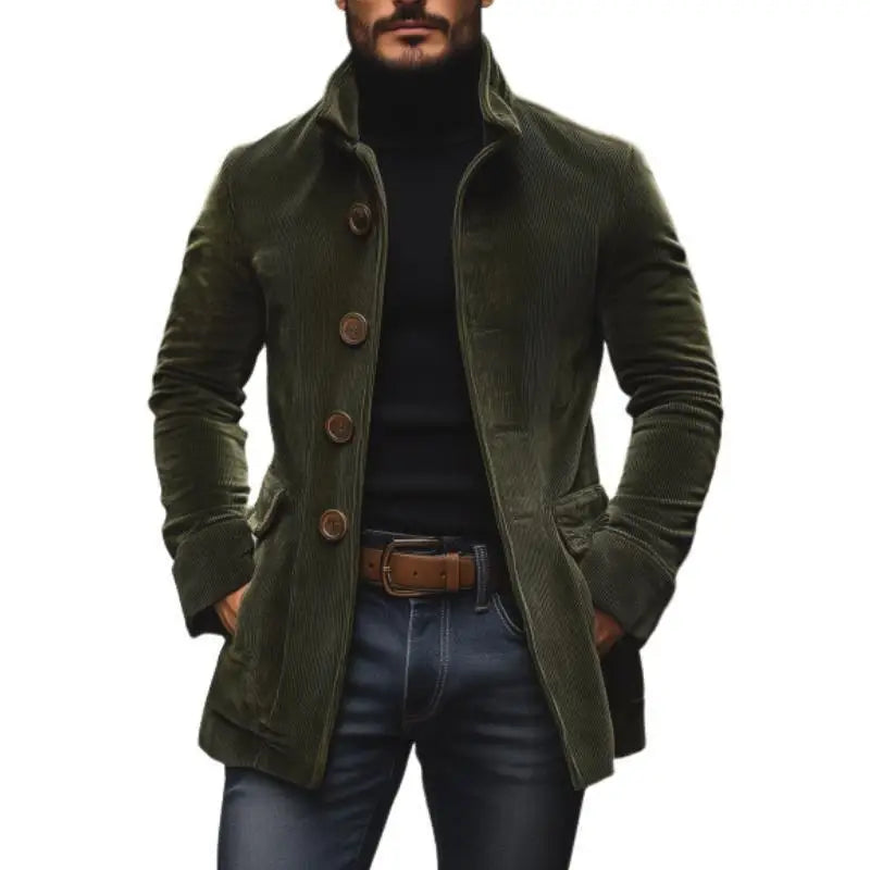 Men's Stand Collar Button Pockets Casual Jacket