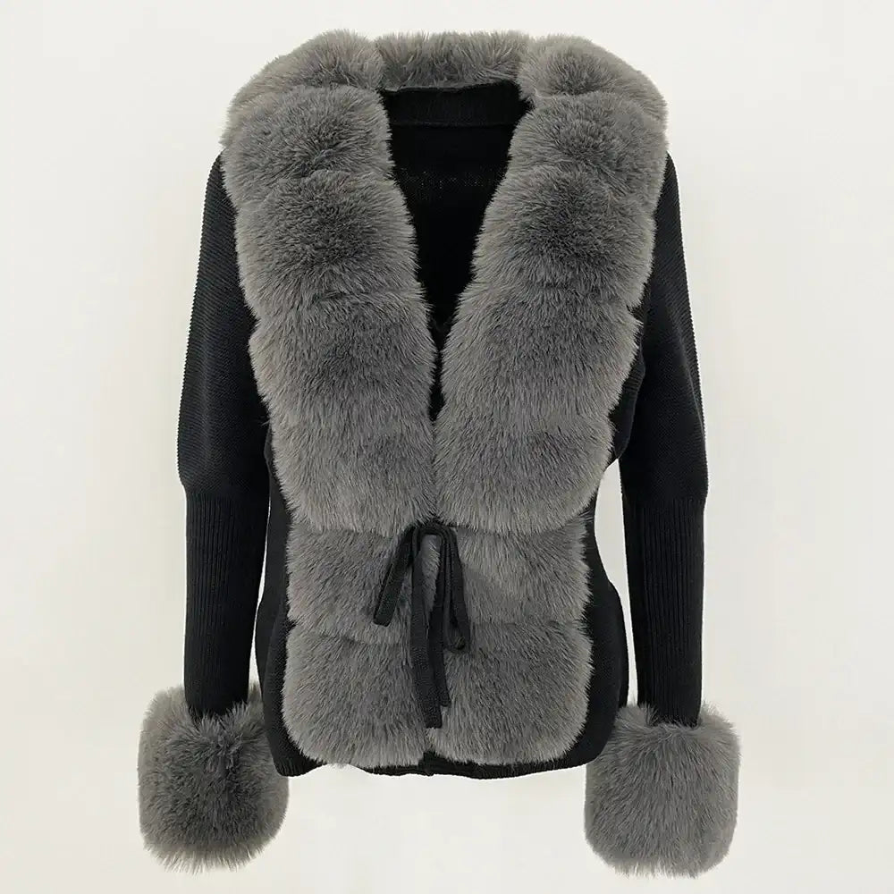 Women's Faux Fur Detachable Collar Coat