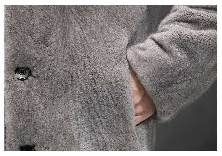 Men's Long Sleeve Faux Fur Windbreaker Windproof Coat