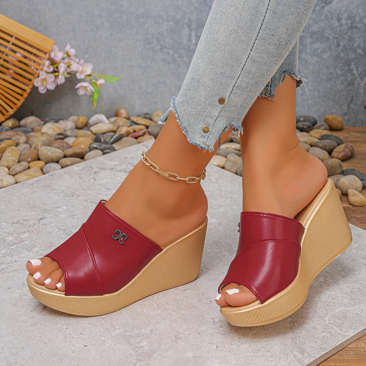 Women's Comfortable High Heels Slippers Sandals