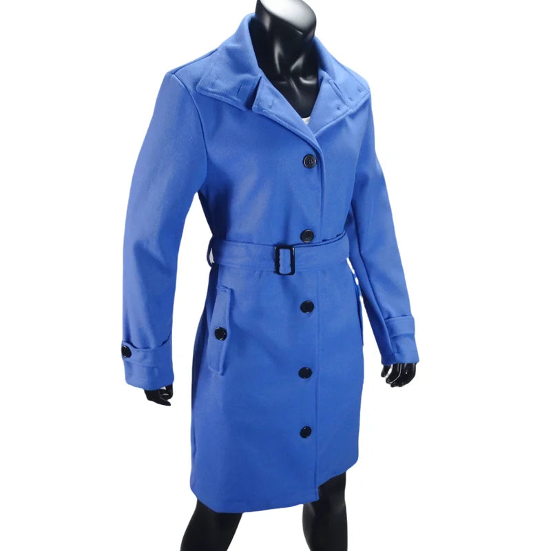Women's Single Breasted Turn down Collar Long Coat