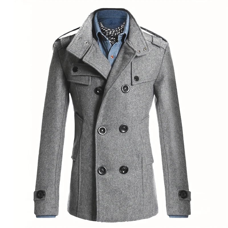 Men's Mid Length Woolen Coat