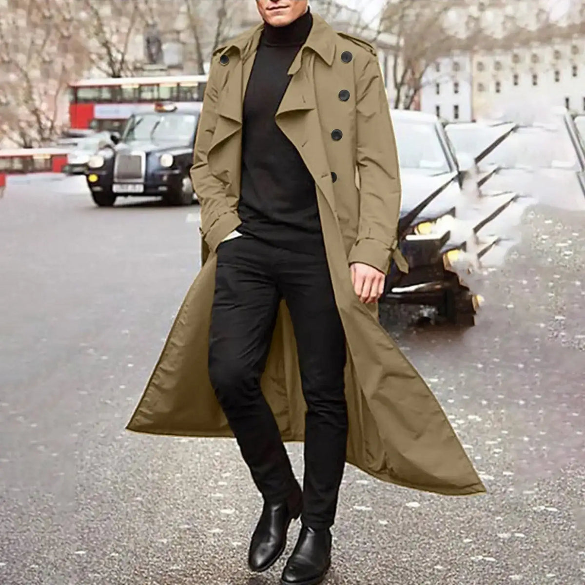 Men's Windbreaker Long Sleeve Trench Coat
