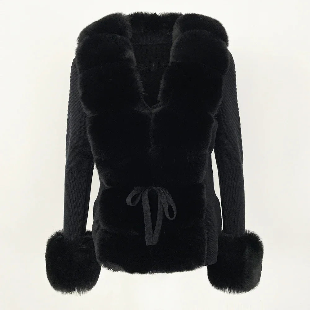 Women's Faux Fur Detachable Collar Coat