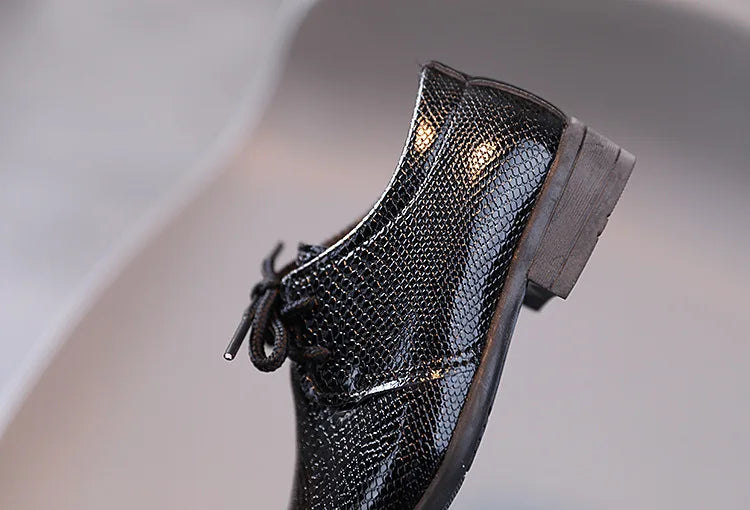 Kids Leather Britain Style Lace Up Shoes