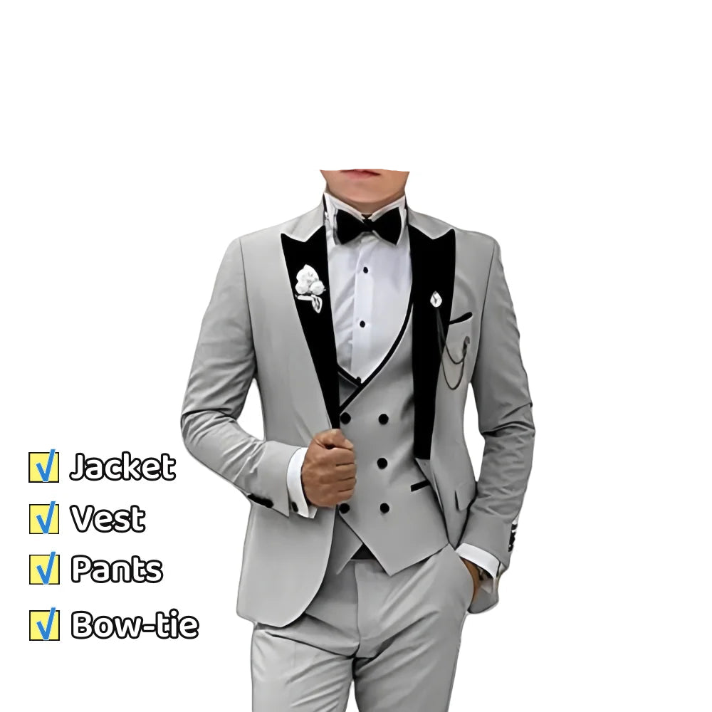 Kids 3Pcs Velvet Notched Lapel Neck Matching Vest Pants Set
