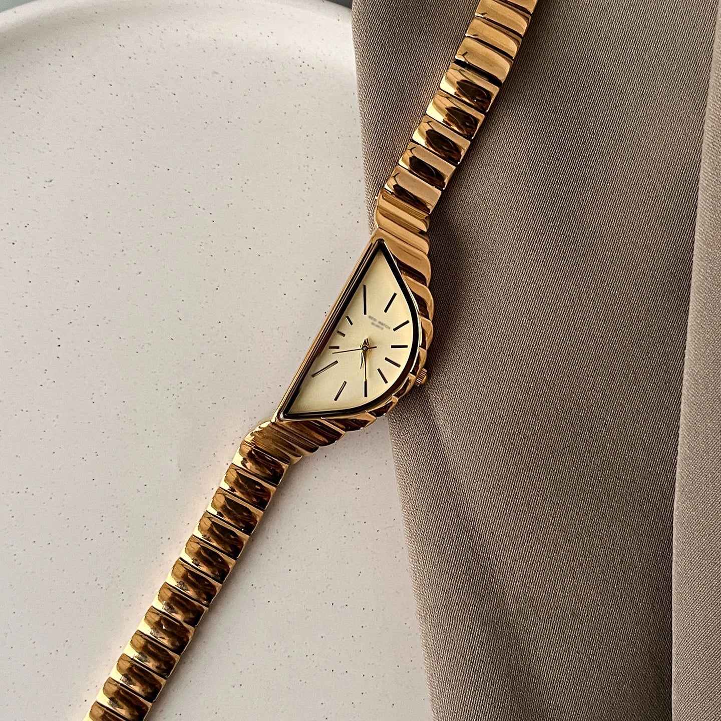 Women's Creative Half-Moon Dial Stainless Steel Quartz Authentic Watch