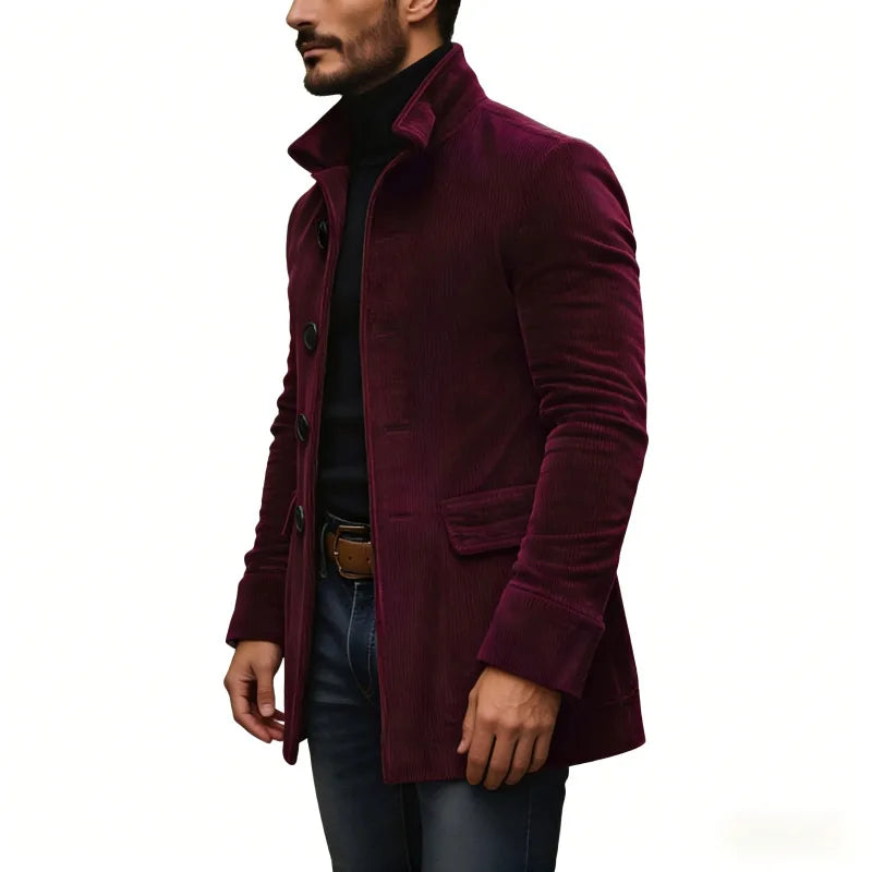 Men's Stand Collar Button Pockets Casual Jacket