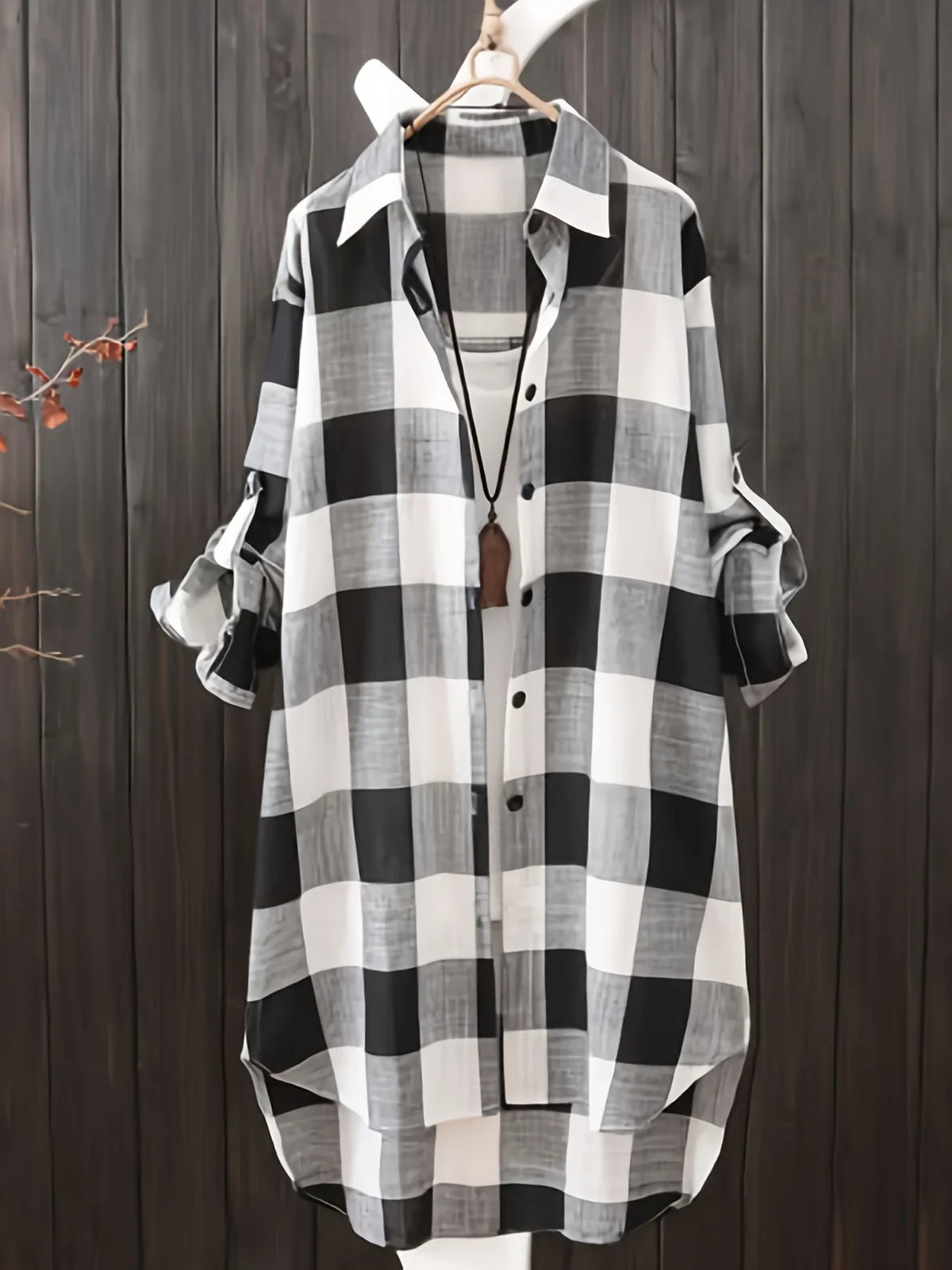 Women's Loose Stripe Plaid Lightweight Long Sleeve Shirt