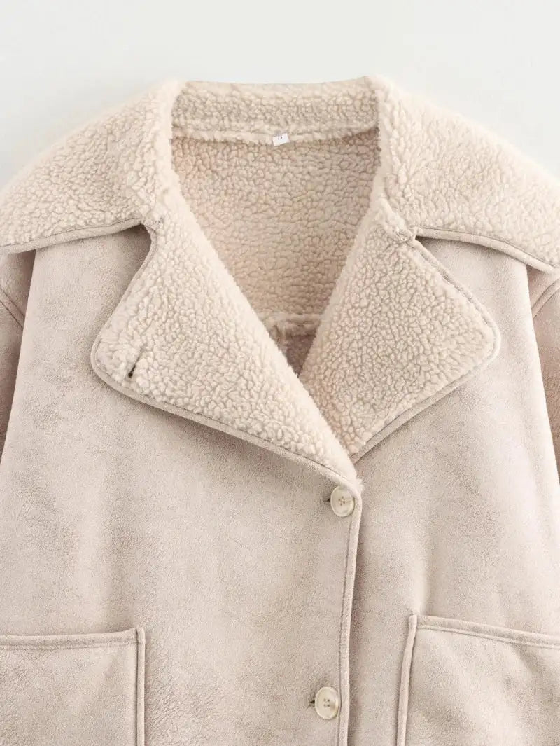 Women's Double Sided Collar Oversized Long Sleeve Jacket