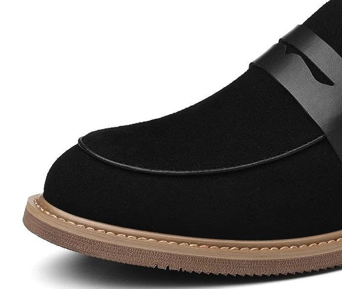 Men's Retro Cow Suede Leather Business Loafers Shoes