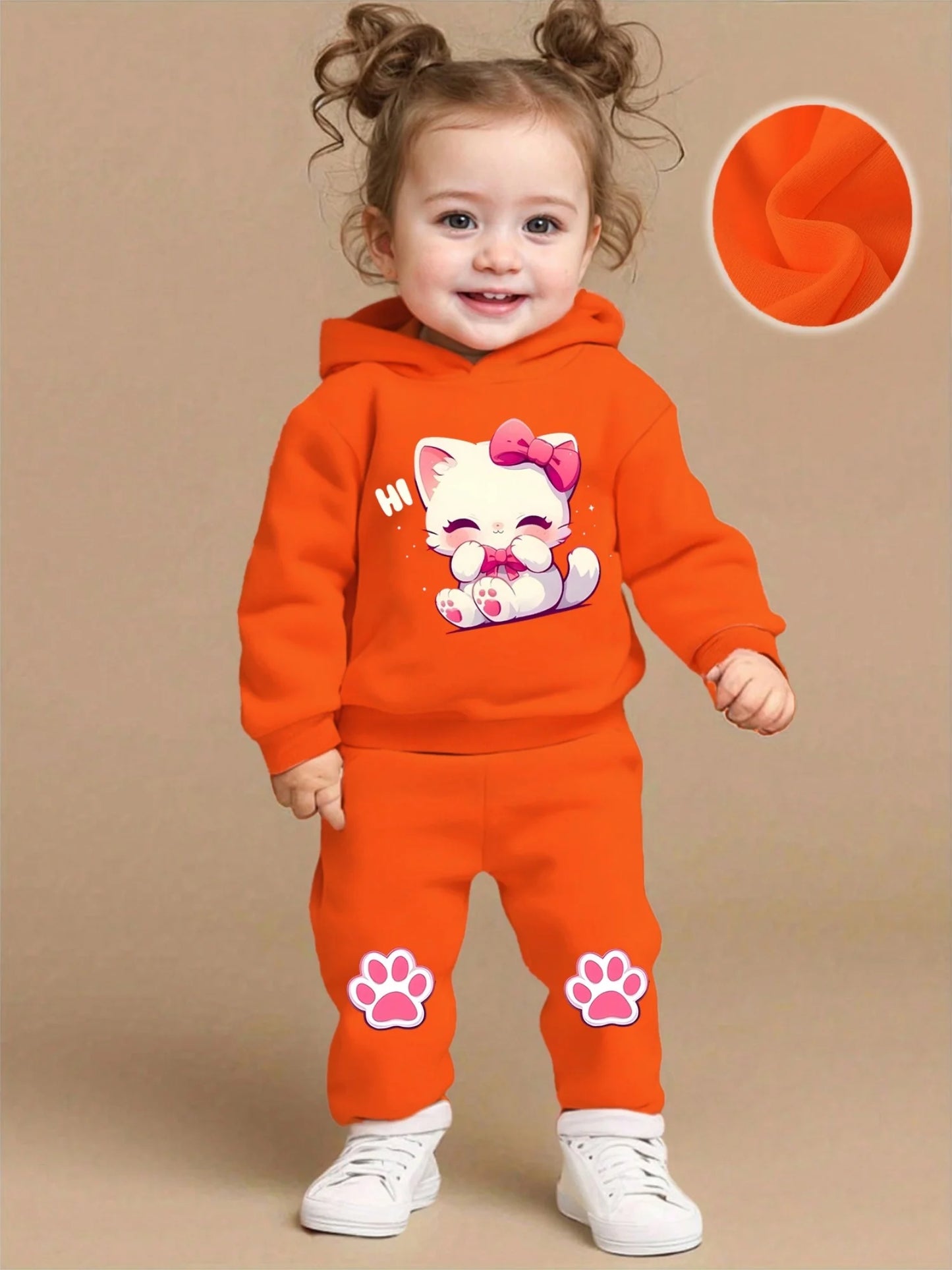 Kids' 2Pcs Cute Fleece Romper Sports Pants Set