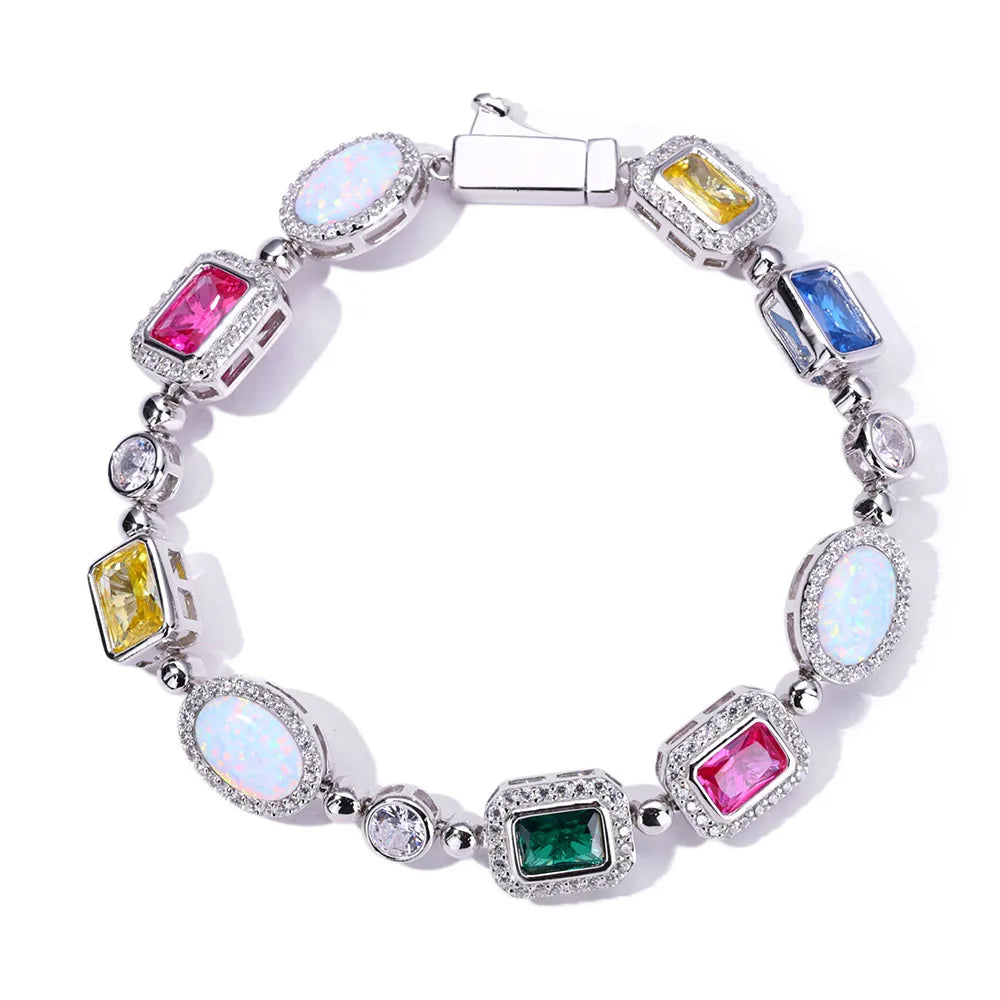 Women's Gold Plated Multi Color Cubic Zirconia Bracelet