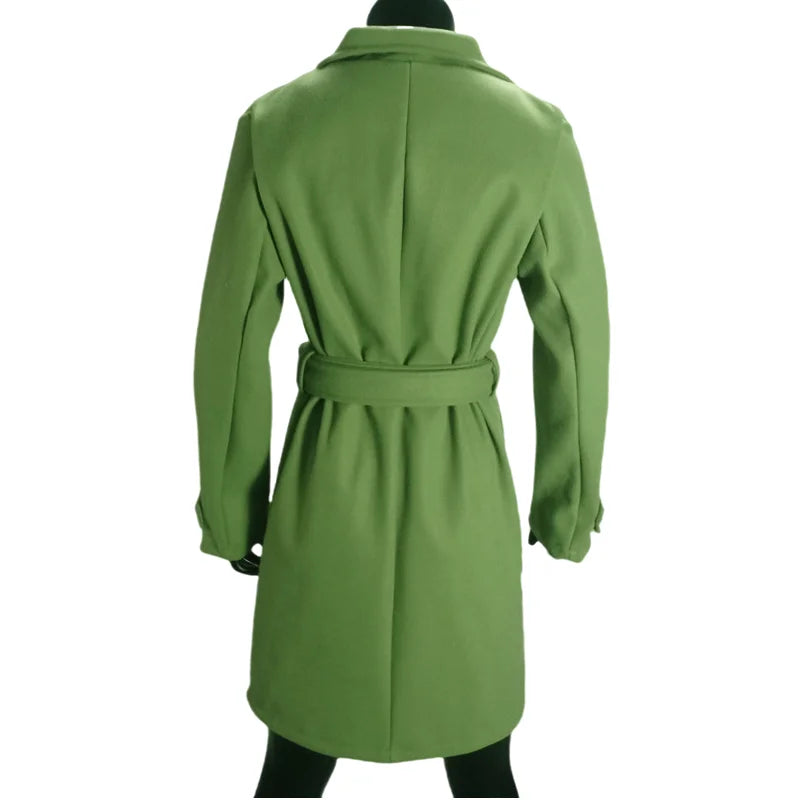 Women's Single Breasted Turn down Collar Long Coat