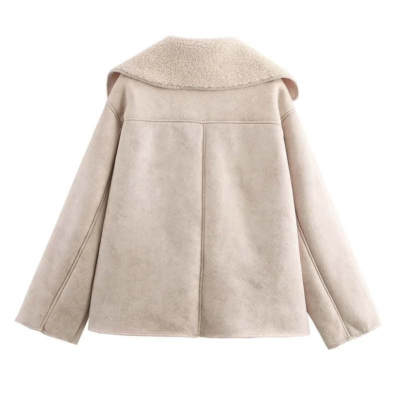 Women's Double Sided Collar Oversized Long Sleeve Jacket