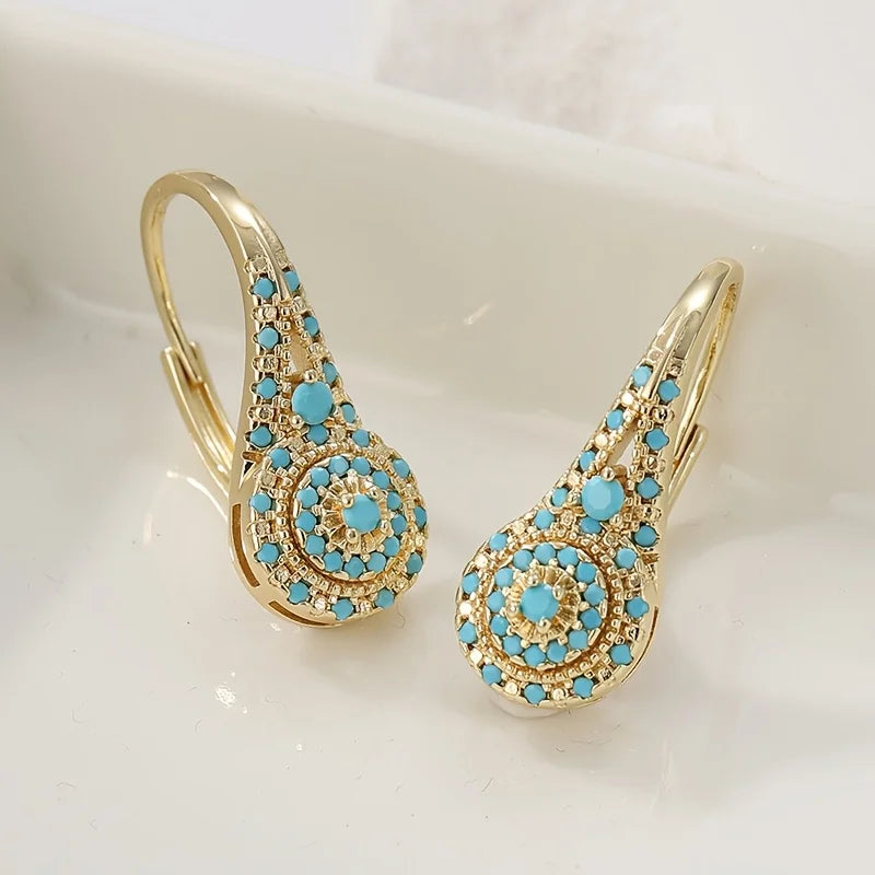 Ladies' Elegant Fashion Green Synthetic Turquoise Earrings