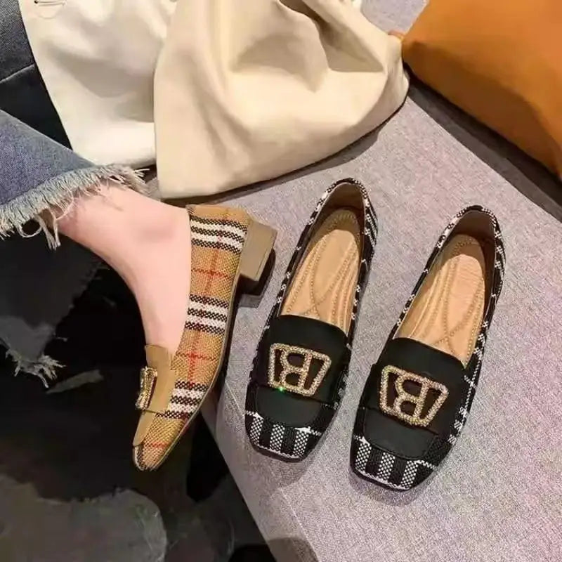 Women's Low Chunky Heels Versatile Style Shoes
