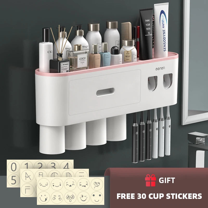 Toothbrush Holder Magnetic Adsorption Inverted Toothpaste Dispenser