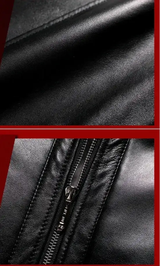 Men's Slim Fur Collar Fleece PU Leather Biker Jacket
