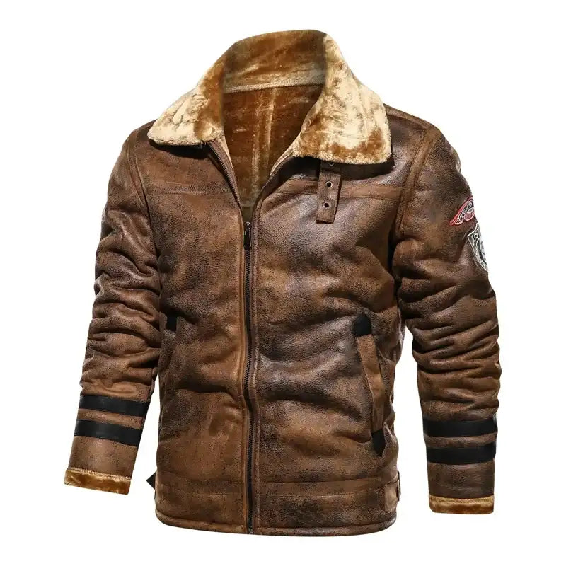 Men's Slim High Quality Genuine Leather Bomber Jacket