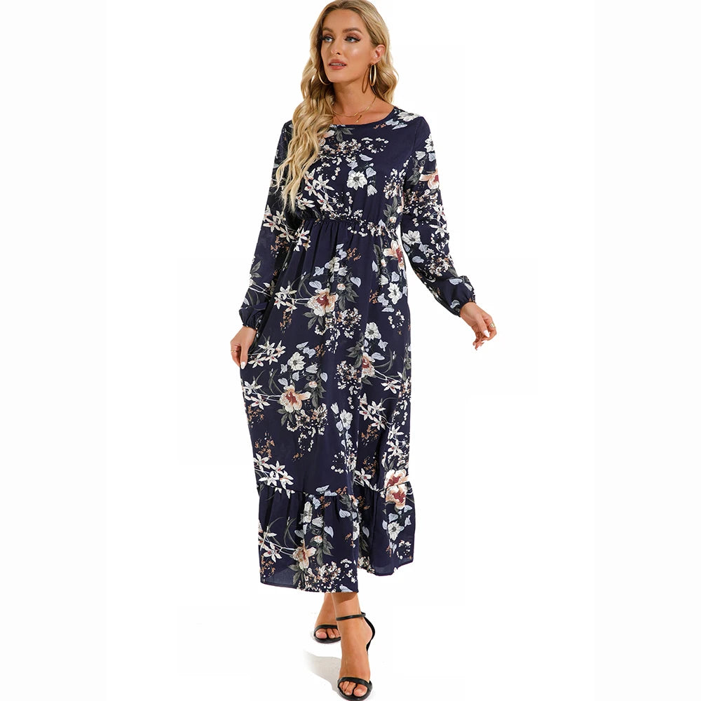 Women's Bohemian High Waist Beach Chiffon Long Dress