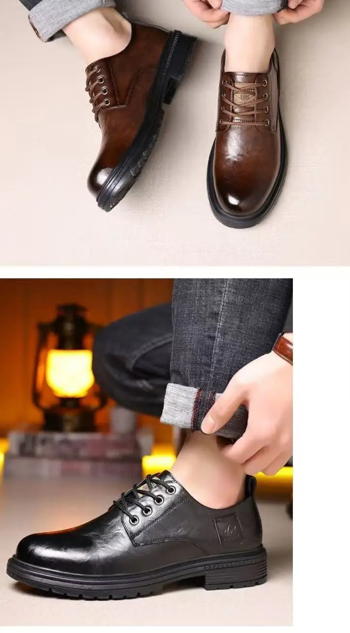 Men's Low Cut Genuine Leather British Retro Style Boots Shoes