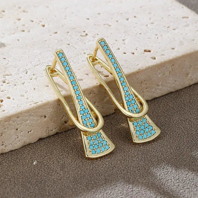 Ladies' Elegant Fashion Green Synthetic Turquoise Earrings