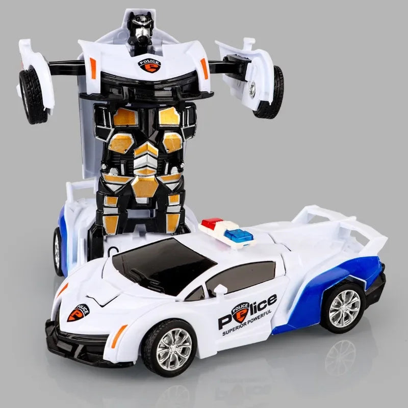 Children's 2 In 1 Collision Automatic Deformation Police Car Toy