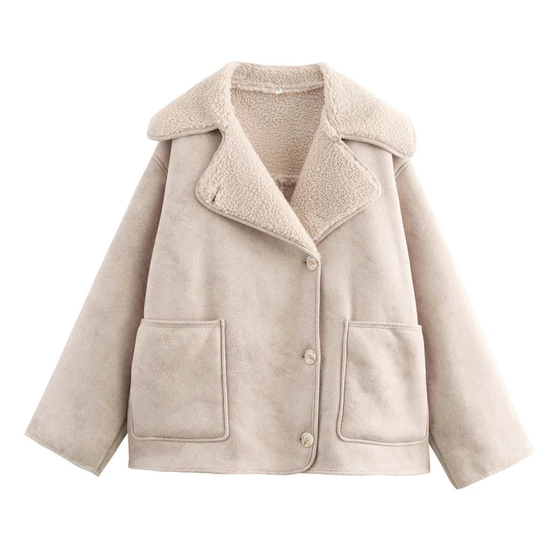 Women's Double Sided Collar Oversized Long Sleeve Jacket