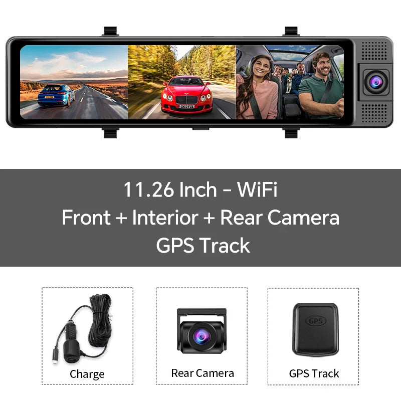 4K Car DVR Front Inside Rear 1080P GPS Tracking Night Vision Video Dashcam