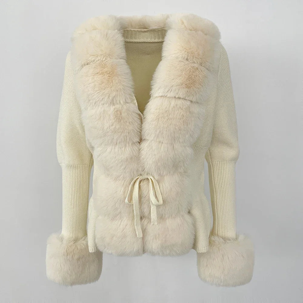 Women's Faux Fur Detachable Collar Coat