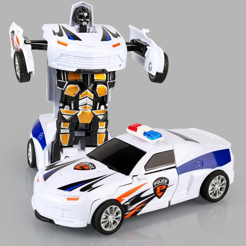 Children's 2 In 1 Collision Automatic Deformation Police Car Toy