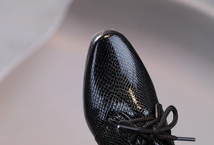 Kids Leather Britain Style Lace Up Shoes