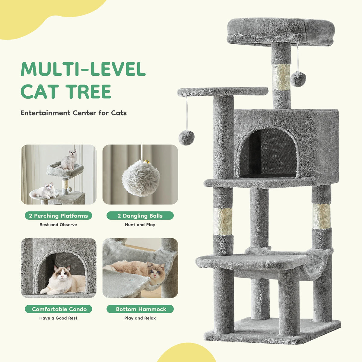 Cat Tree Tall Multi Cat Climbing Tower