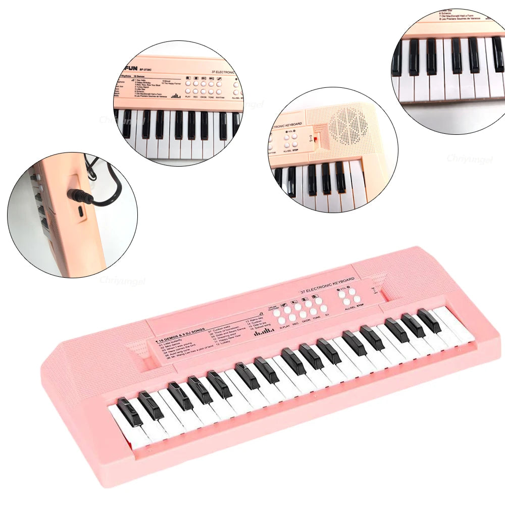 37 Keys Electronic Piano Keyboards with Microphone Rechargeable Education Toy