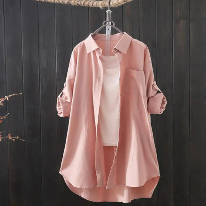 Women's Loose Breathable Midi Shirt Blouse