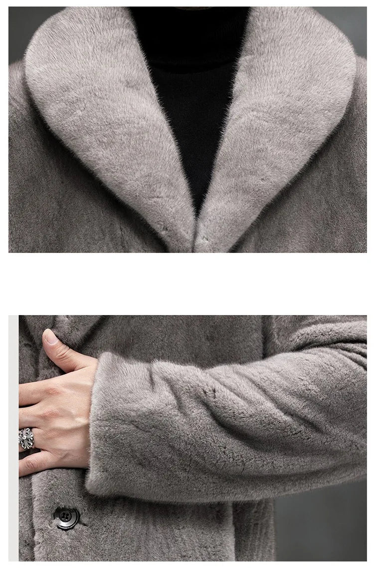 Men's Long Sleeve Faux Fur Windbreaker Windproof Coat