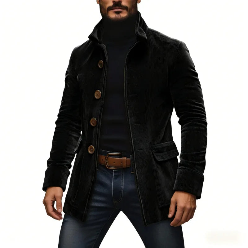 Men's Stand Collar Button Pockets Casual Jacket